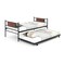 Twin Daybed with Trundle, Metal Frame and Wood Grain Headboard